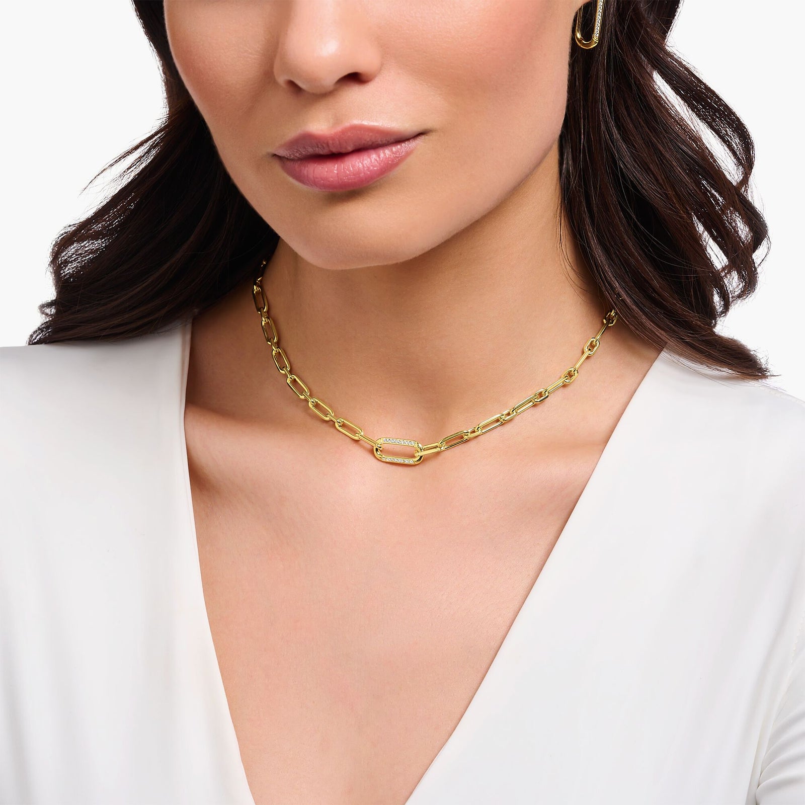 Golden Link necklace with anchor element and zirconia | THOMAS SABO Australia