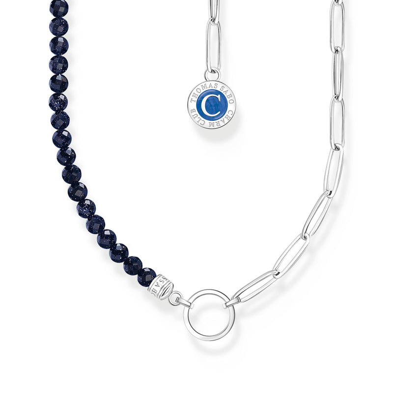 Silver charm necklace with beads in dark blue | THOMAS SABO Australia