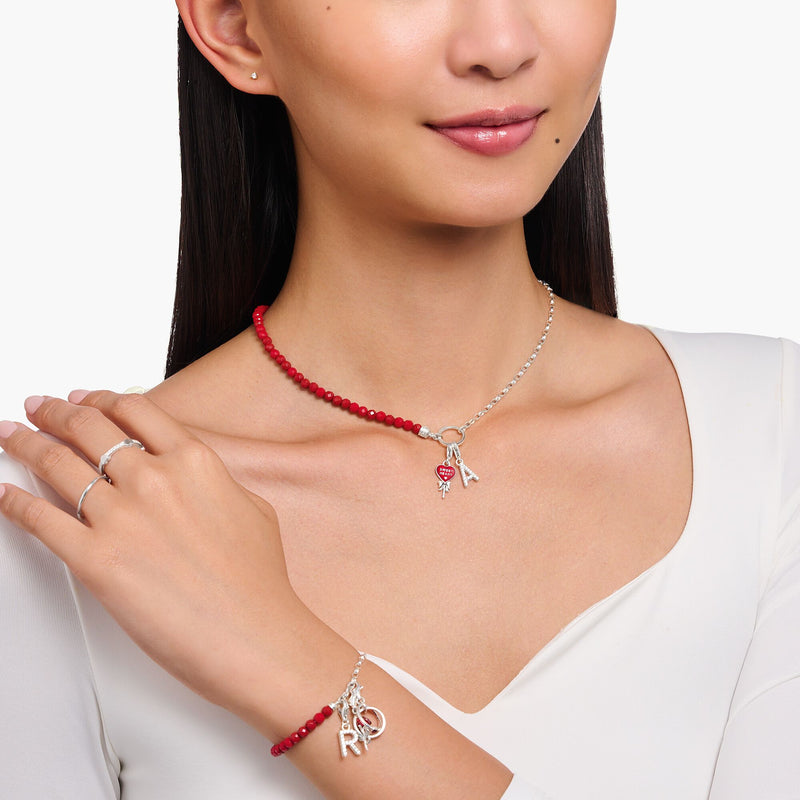 Member charm necklace with red beads | THOMAS SABO Australia