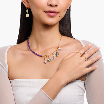 Gold Member Charm necklace with violet beads | THOMAS SABO Australia