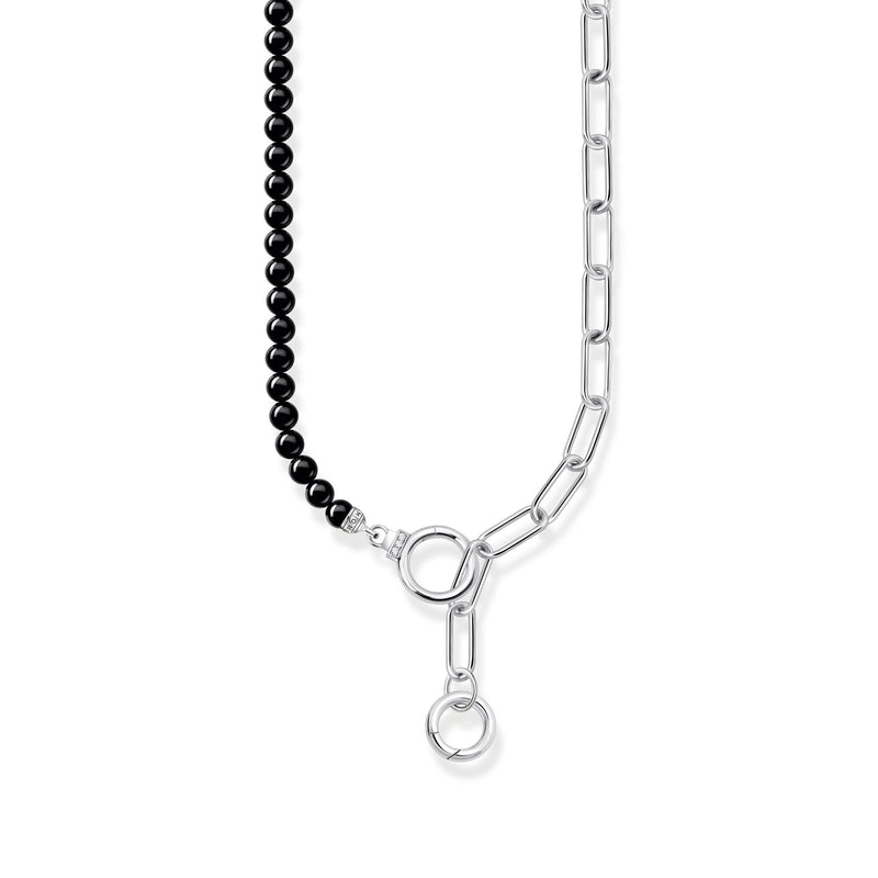 Silver Necklace with onyx beads, white zirconia and ring clasps | THOMAS SABO Australia