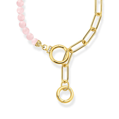 Link necklace with rose quartz beads gold | THOMAS SABO Australia