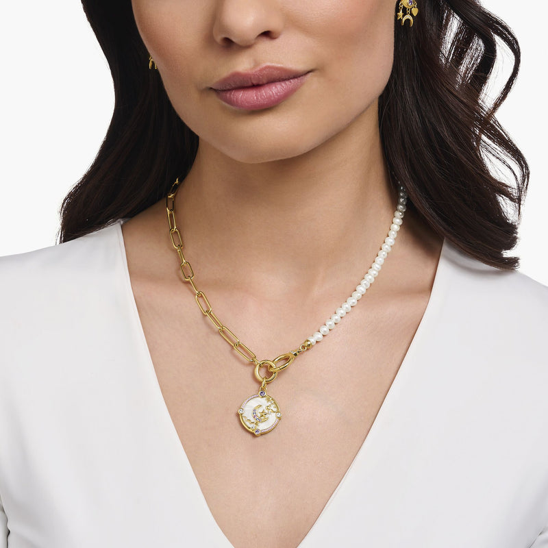 Golden Necklace with freshwater pearls and zirconia | THOMAS SABO Australia