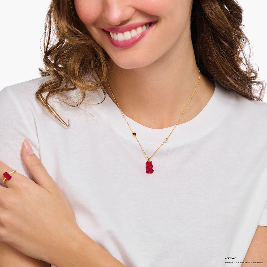 THOMAS SABO x HARIBO: Gold-plated Necklace Strawberry Red Goldbear | THOMAS SABO Australia