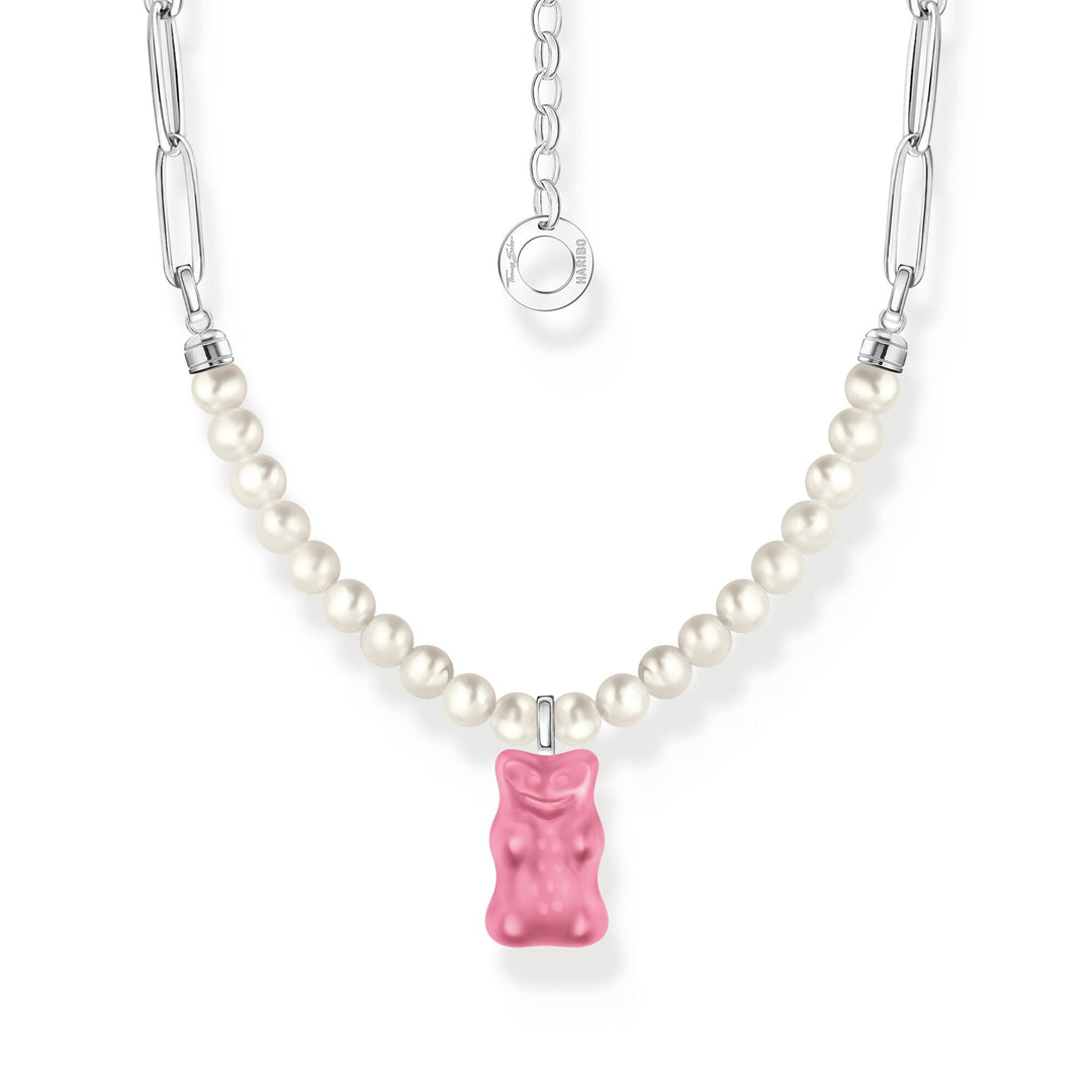 Link necklace with pink Goldbears &amp; freshwater pearls | THOMAS SABO Australia