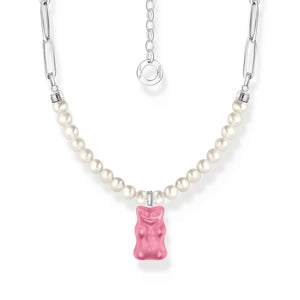 Link necklace with pink Goldbears & freshwater pearls | THOMAS SABO Australia