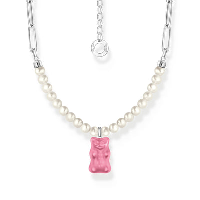 Link necklace with pink Goldbears & freshwater pearls | THOMAS SABO Australia