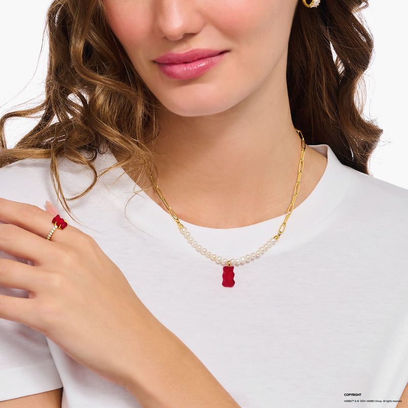 THOMAS SABO x HARIBO: Gold-plated Link necklace Strawberry Red Goldbear | THOMAS SABO Australia