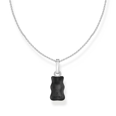 Necklace with black goldbear pendant and zirconia