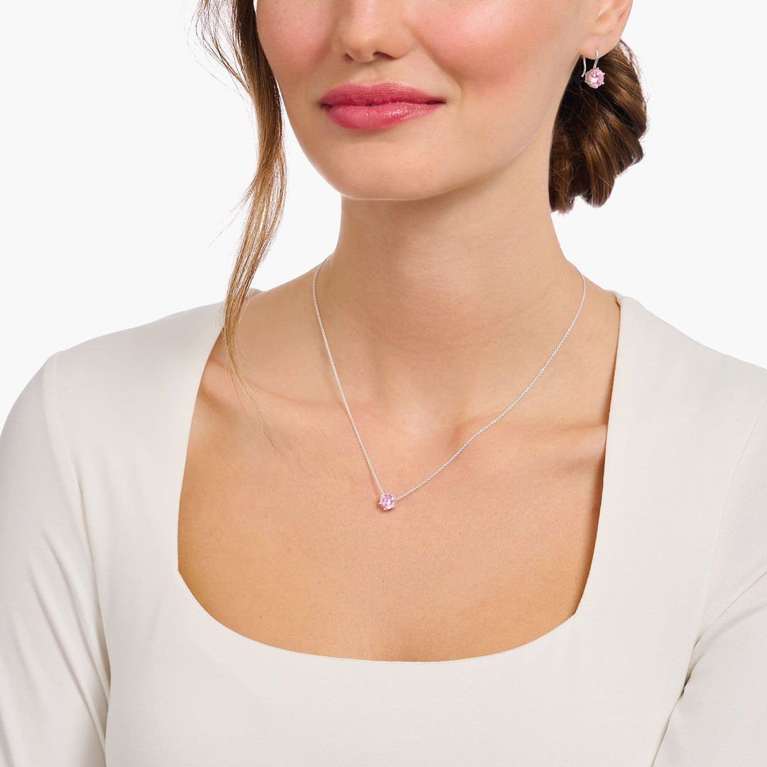 Necklace with pink zirconia pendant