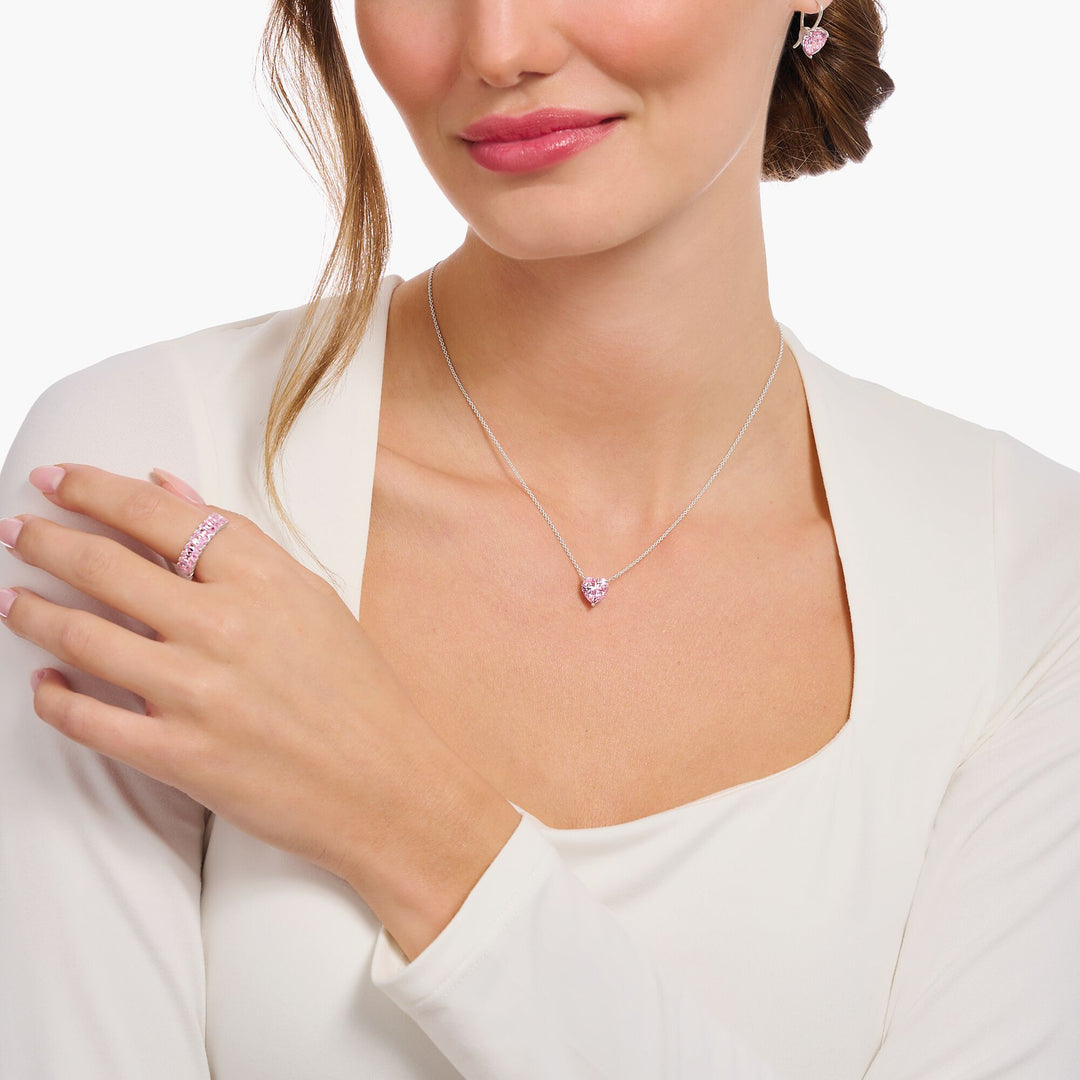 Necklace with pink heart-shaped pendant