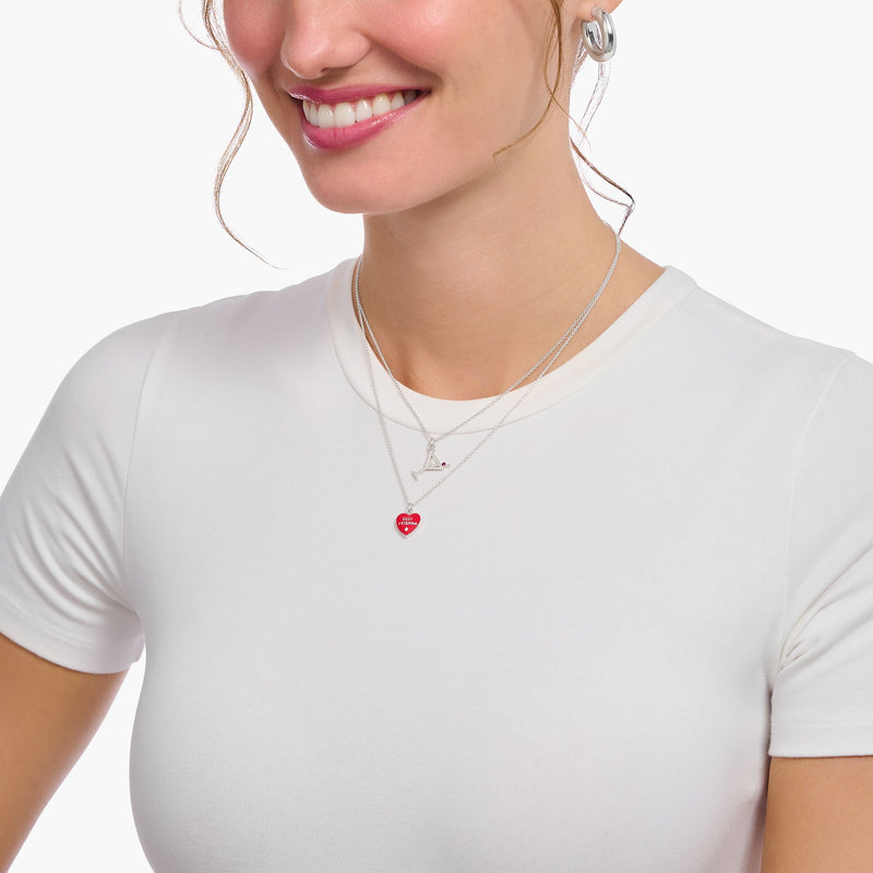 Necklace with cocktail glass pendant - silver