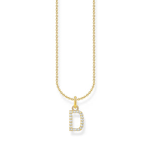 Necklace with letter pendant D and white zirconia  - gold | THOMAS SABO Australia