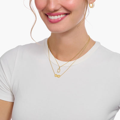 Necklace with letter pendant D and white zirconia - gold