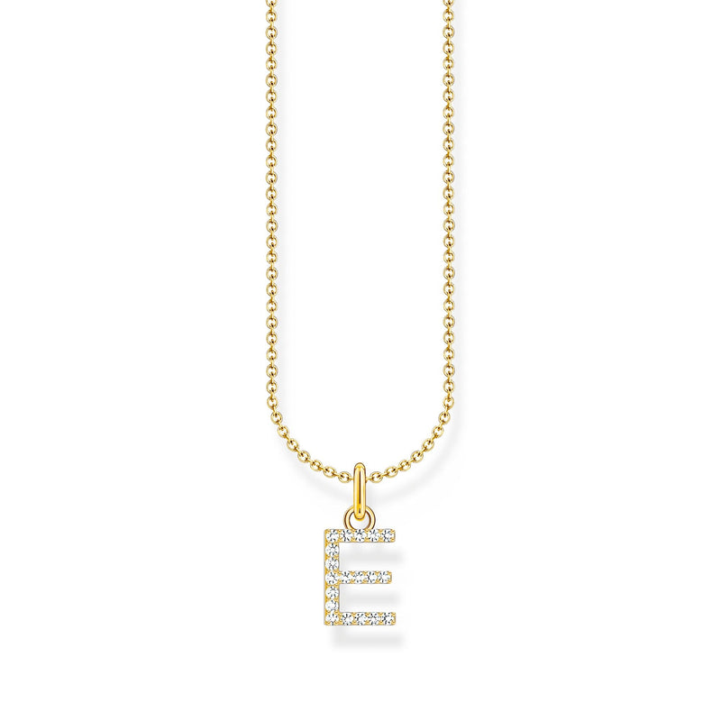 Necklace with letter pendant E and white zirconia - gold | THOMAS SABO Australia