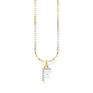 Necklace with letter pendant F and white zirconia  - gold | THOMAS SABO Australia