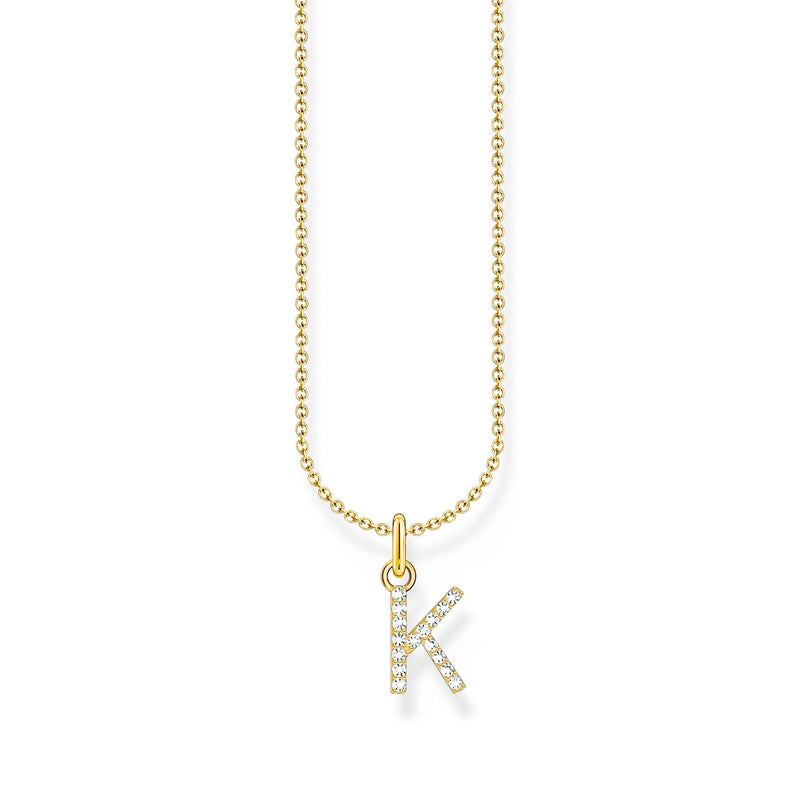 Necklace with letter pendant K and white zirconia  - gold | THOMAS SABO Australia