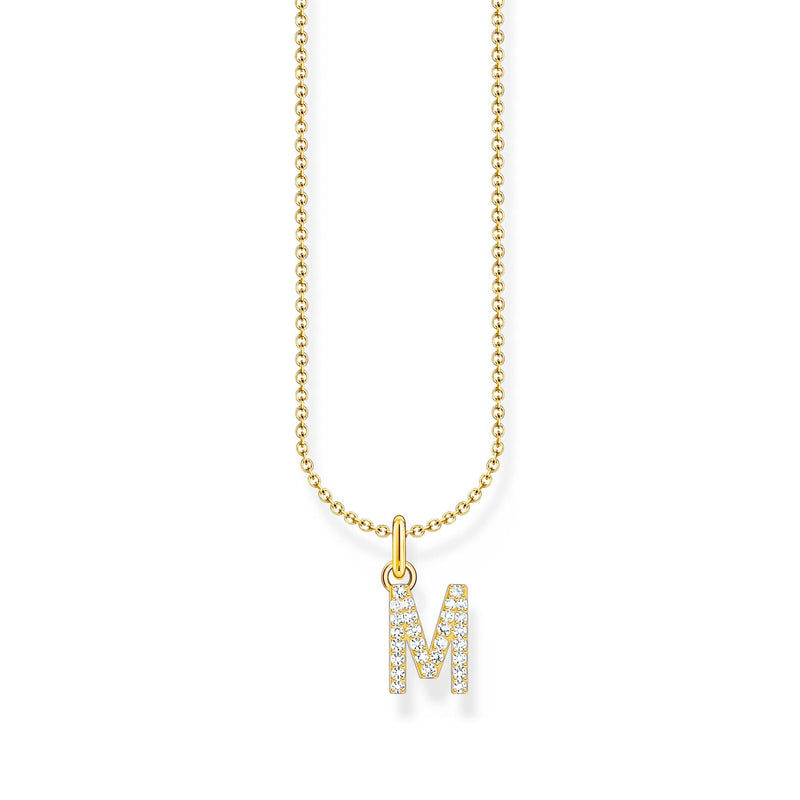 Necklace with letter pendant M and white zirconia - gold | THOMAS SABO Australia