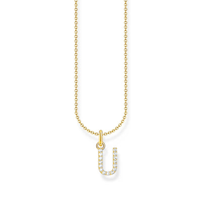 Necklace with letter pendant U and white zirconia - gold | THOMAS SABO Australia
