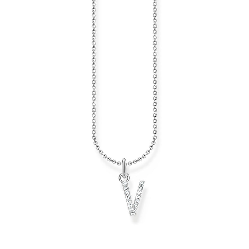 Necklace with letter pendant V and white zirconia - silver | THOMAS SABO Australia