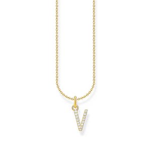 Necklace with letter pendant V and white zirconia - gold | THOMAS SABO Australia