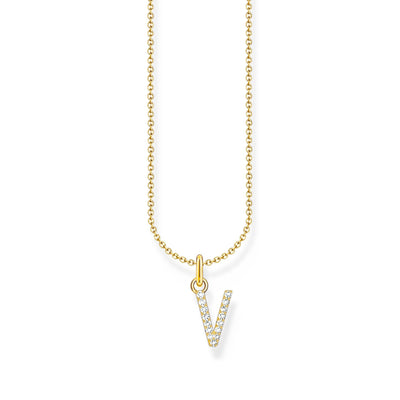 Necklace with letter pendant V and white zirconia - gold | THOMAS SABO Australia