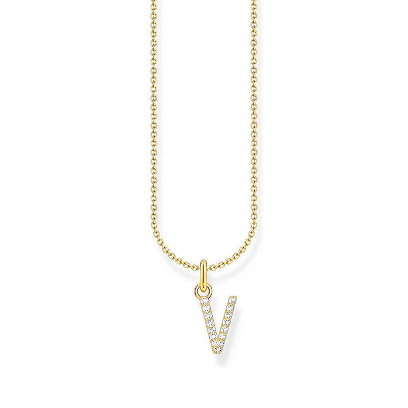 Necklace with letter pendant V and white zirconia - gold | THOMAS SABO Australia