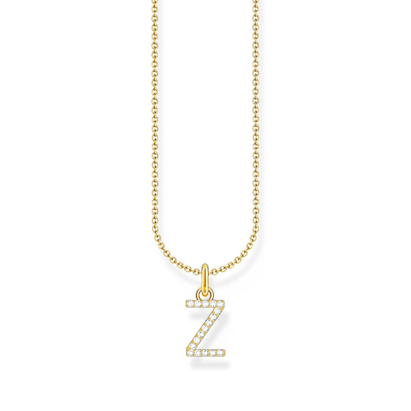 Necklace with letter pendant Z and white zirconia - gold  | THOMAS SABO Australia
