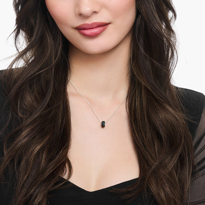 Necklace with ring pendant and black zirconia