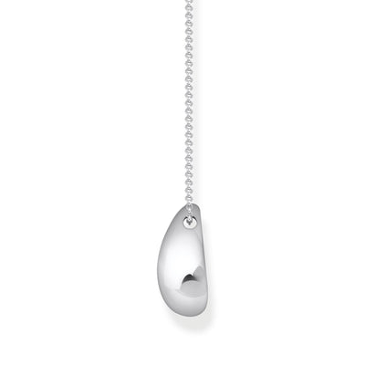 Necklace with pendant drop-shape silver side view