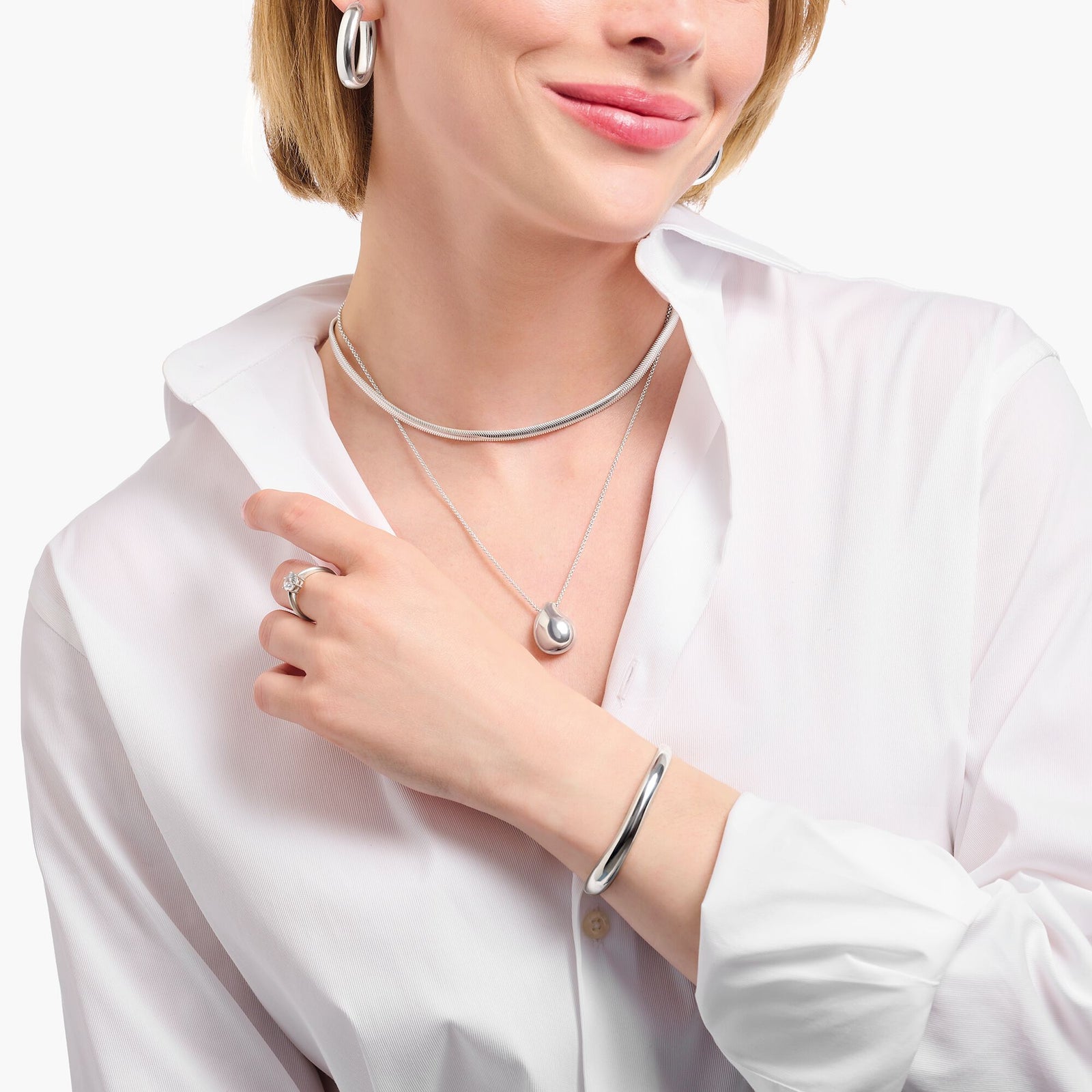 Bold Elegance Silver Necklace and Ring Set