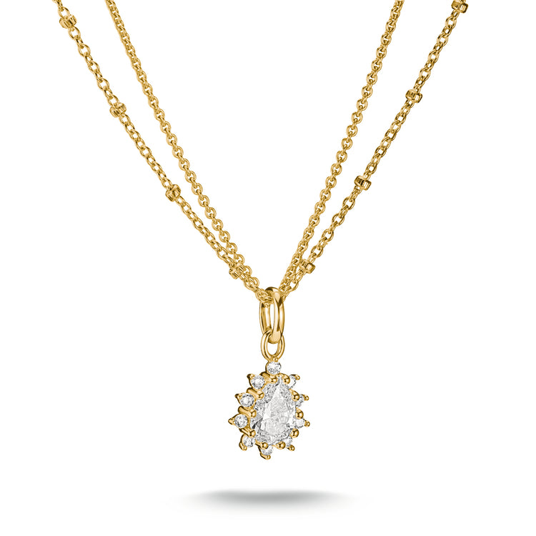Double chain with zirconia in teardrop shape