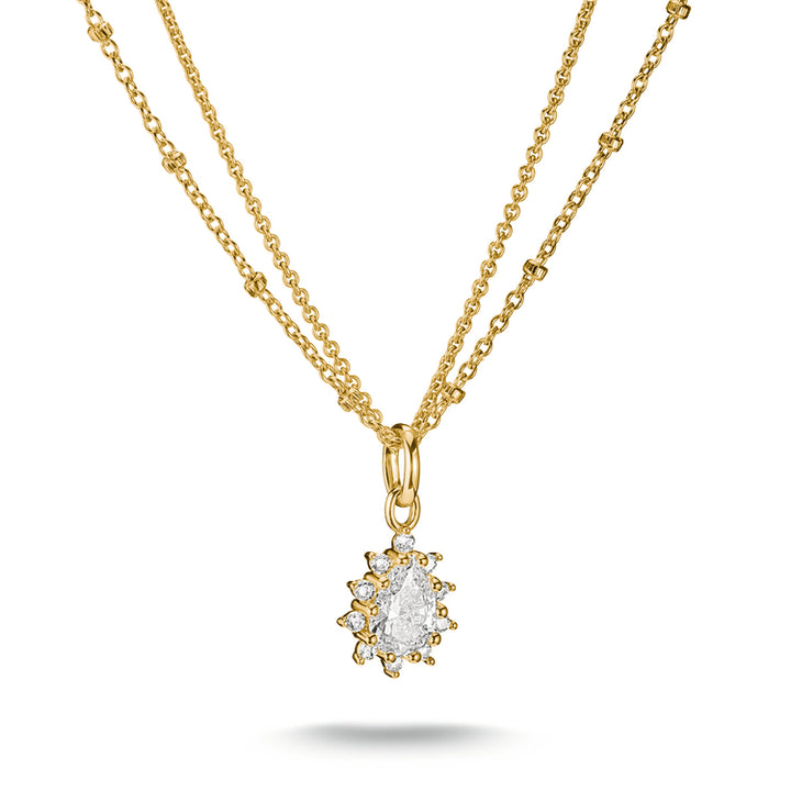 Double chain with zirconia in teardrop shape