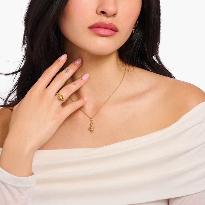 Romance Snake Set: Necklace and Ring in Gold