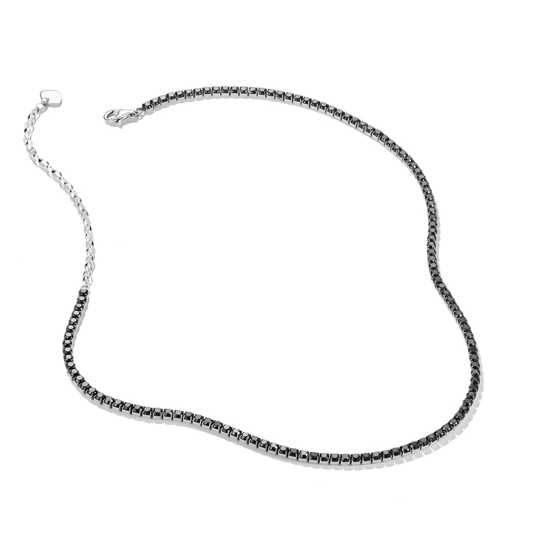 Tennis Necklace Sparkling Black with Zirconia Stones