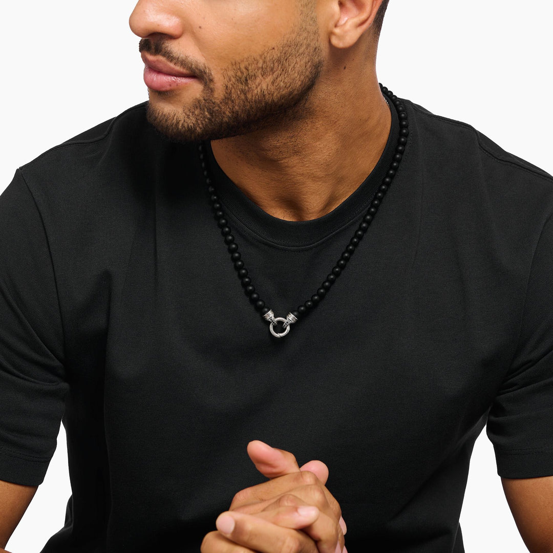 Bead Necklace Black Obsidian