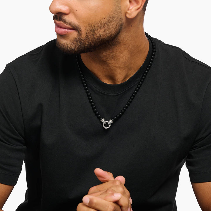 Bead Necklace Black Obsidian