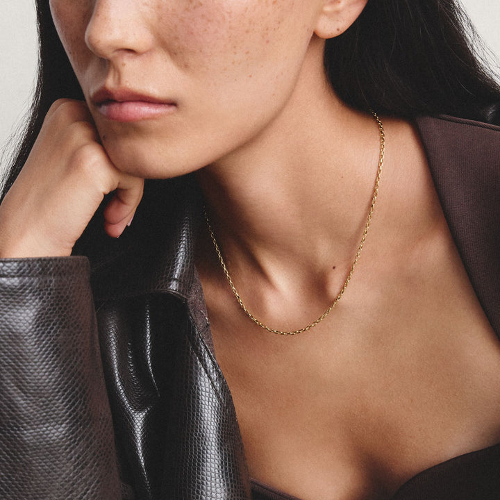 Gold-Tone Stainless Steel Paperclip Chain Necklace 2.3mm