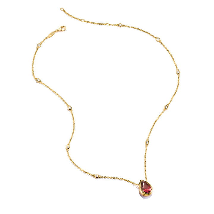 Necklace with Red Teardrop Stone Gold