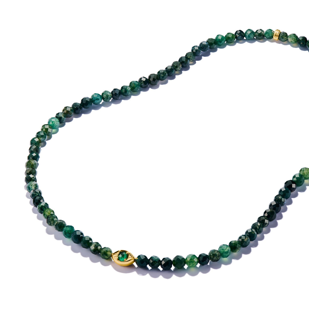 Necklace with Green Moss Agate Beads Elyndra