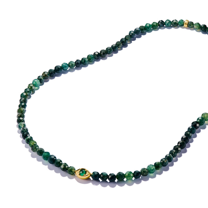 Necklace with Green Moss Agate Beads Elyndra