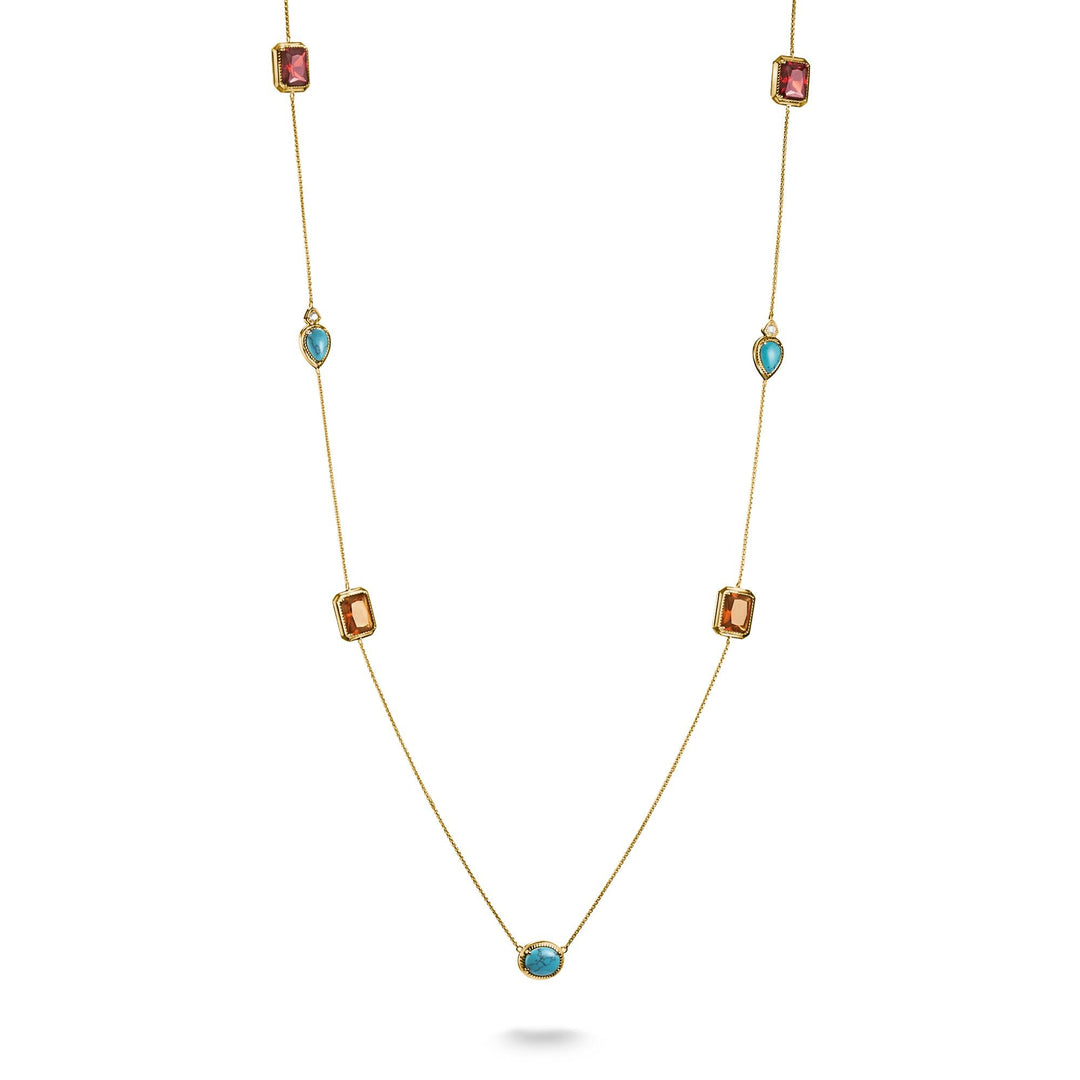 Y Necklace with Multi-coloured Stones