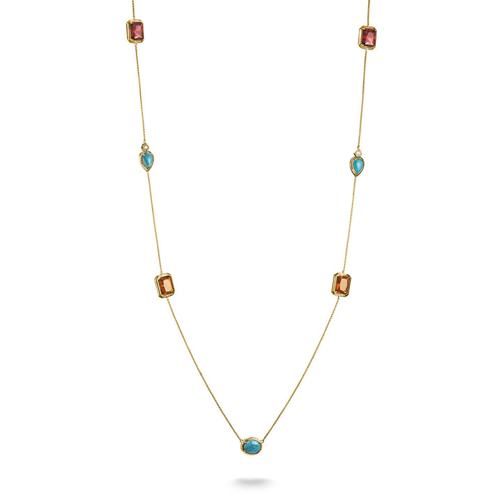 Y Necklace with Multi-coloured Stones