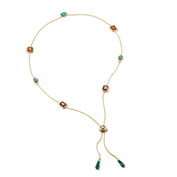 Y Necklace with Multi-coloured Stones