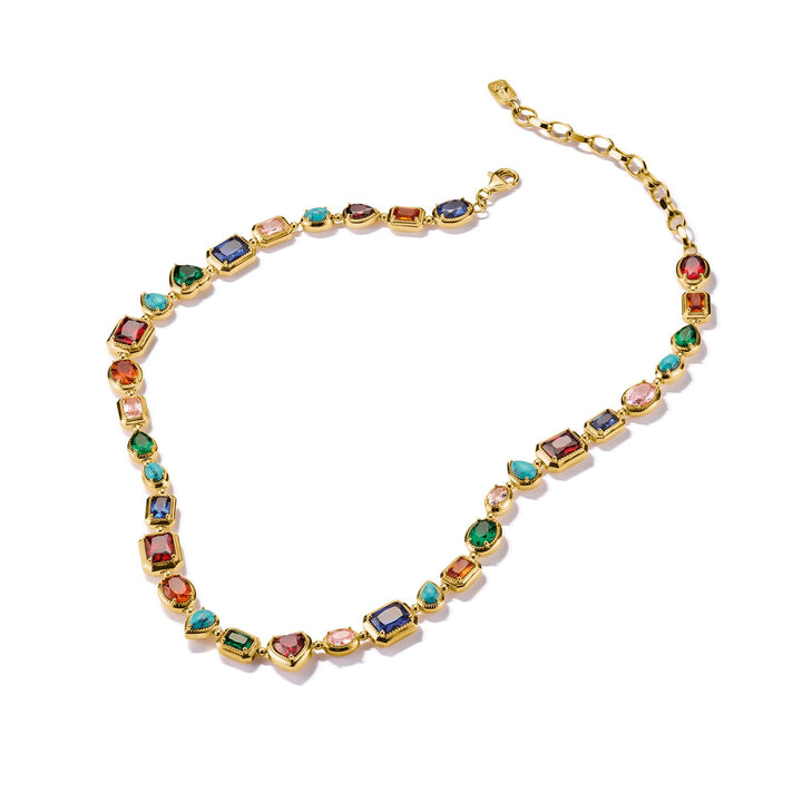 Necklace with Multi-coloured Faceted Stones