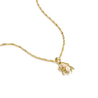 Gold Spider Pearl Necklace 