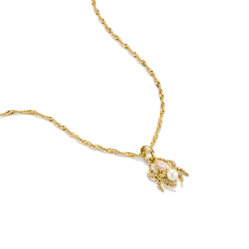 Gold Spider Pearl Necklace 
