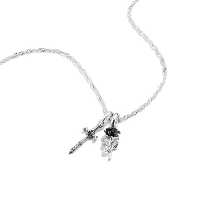 Sword and Rose Zirconia Necklace 