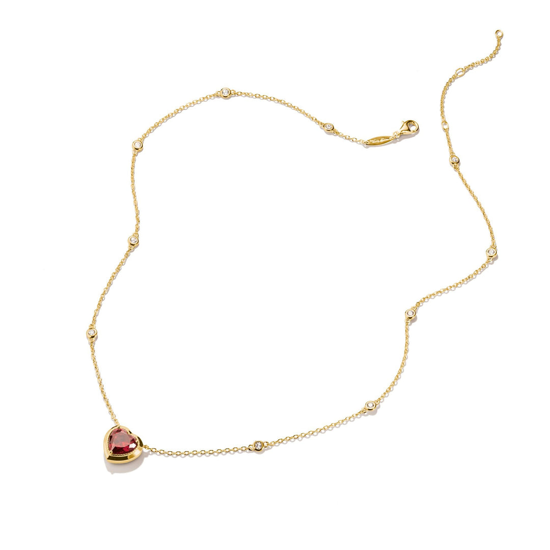 Necklace with Red Heart Pendant Gold