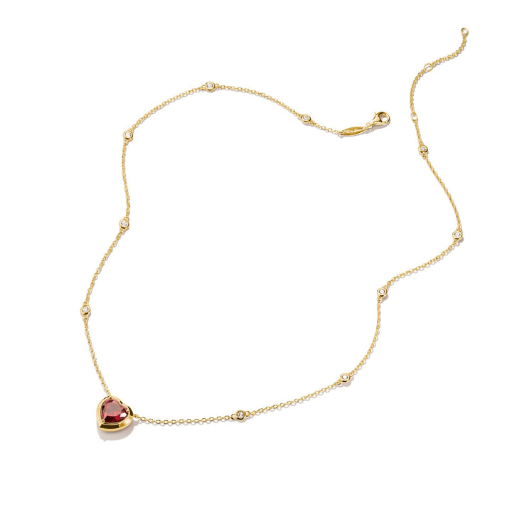 Necklace with Red Heart Pendant Gold